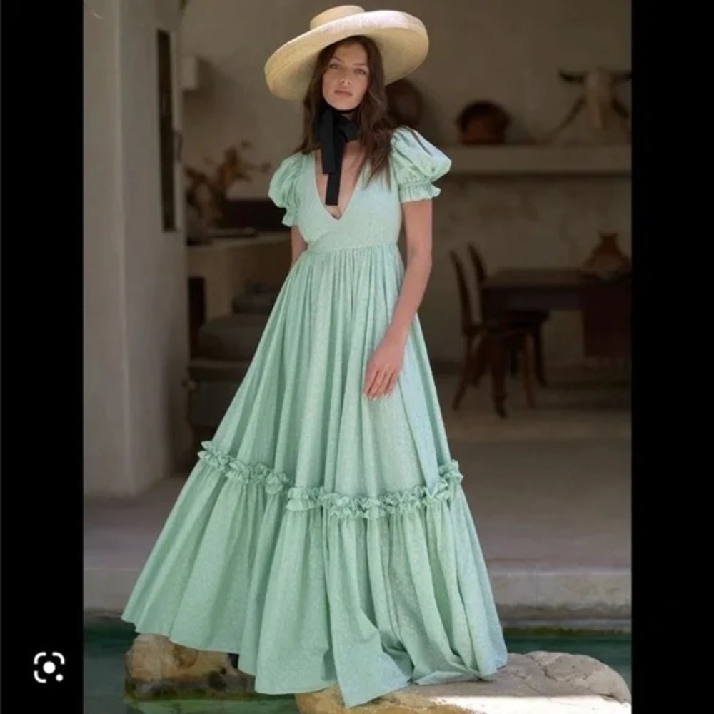 Selkie Milk Jade Prairie Dress - Ruffled Tiered Maxi Dress